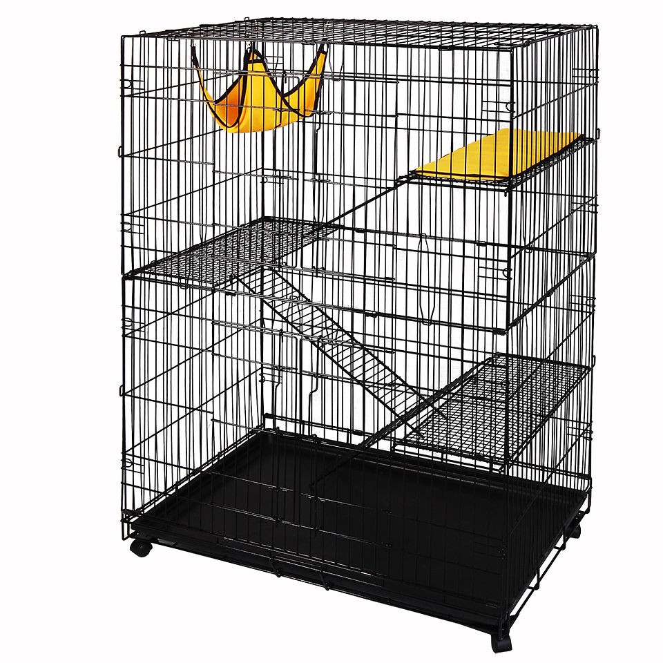 48x32x22 Large Cat Rabbit Pet Playpen 2 Door Cage Hammock Folding 