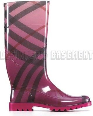 BURBERRY raspberry rubber Nova Pop DEGRADE CHECK rainboots NIB 