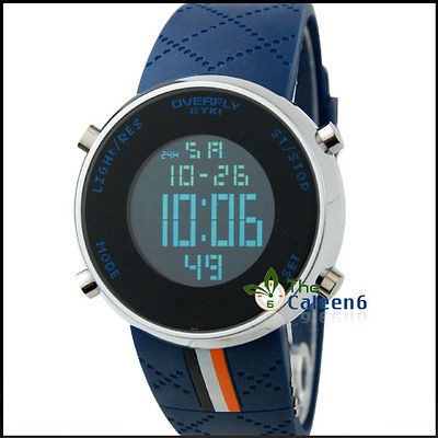 EYKI Digital Date Calendar Alarm LED Rubber Electronic Men Montres 