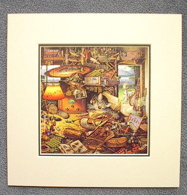 Charles Wysocki Max Fishing Cat Matted Decorator Print