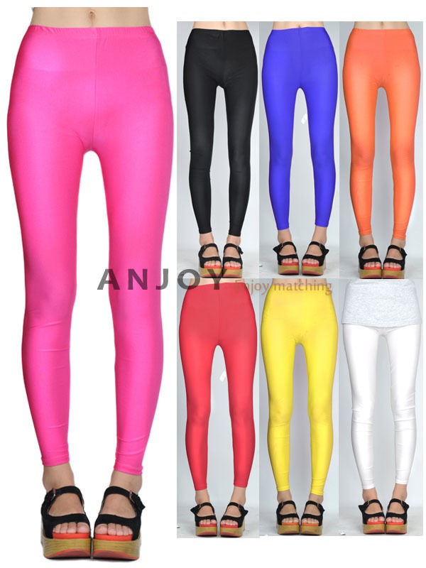 Candy Color Shiny Skinny Tight Stretch Leggings Liquid Spandex Nylon 