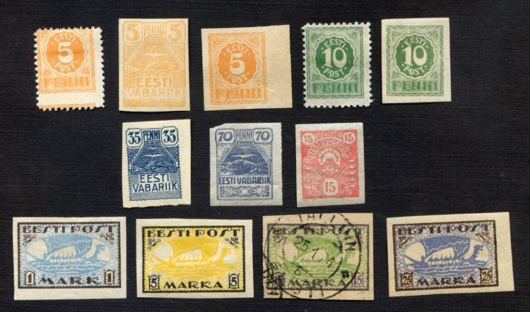Estonia, Eesti, 1919, SC 27, 28 35, 37, mint H. b2529