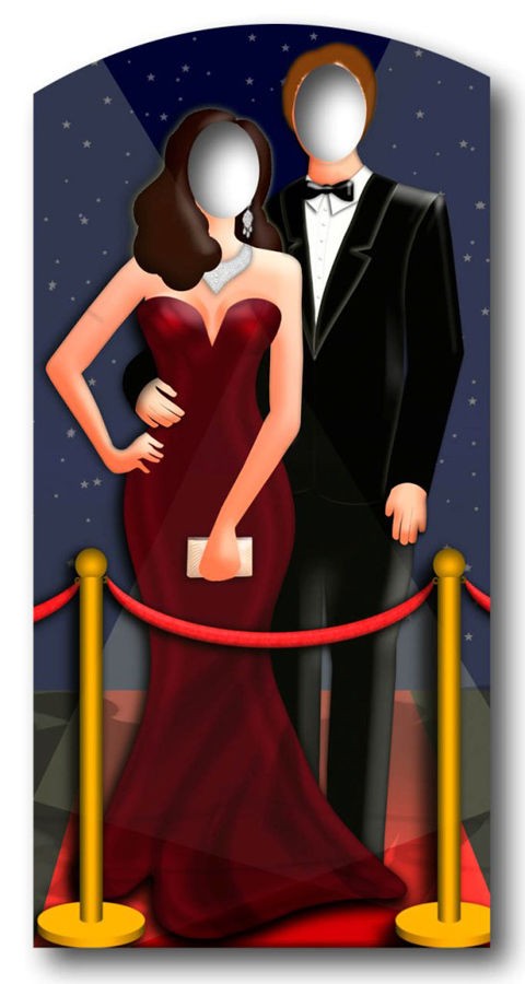 RED CARPET/ HOLLYWOOD COUPLE STAND IN CARDBOARD CUTOUT