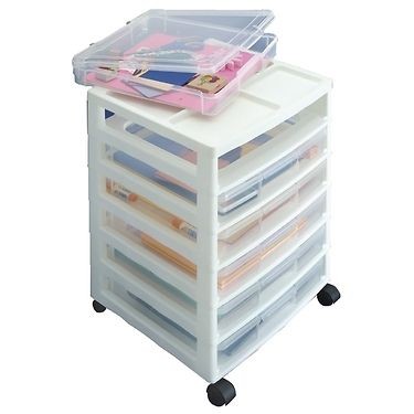 Scrapbook Organizer Cart Scrapbooking Storage Chest SBC 356 White w 