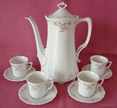   TIRSCHENREUTH Bavaria BARONESSE COFFEE COCO POT Set w/ 4 Cup & Saucers