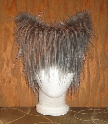 NYAN GRAY KITTY CAT HAT FUR TOTORO WOLF COSPLAY ANIME HALLOWEEN 