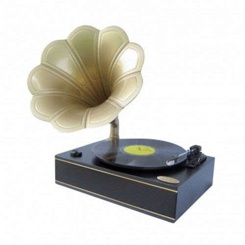 Pyle PNGTT1B Classic Horn Phonograph/Tur​ntable W/ USB to PC & Aux