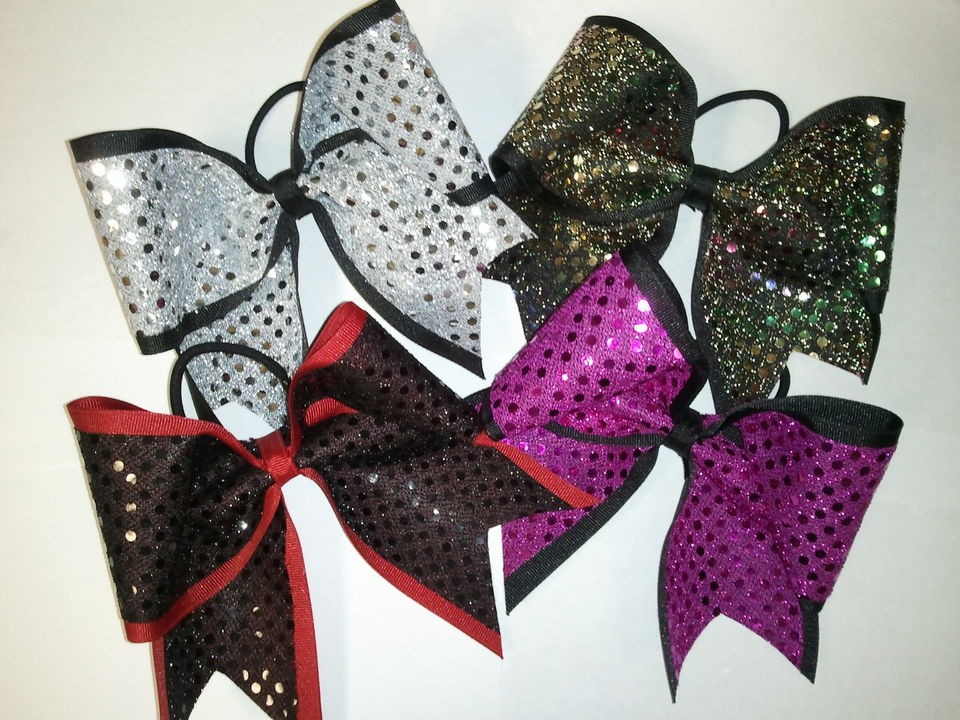 YOU CHOOSE SEQUIN PRINTS 3 WIDE RIBBON Cheerleading Cheer Hair Bows