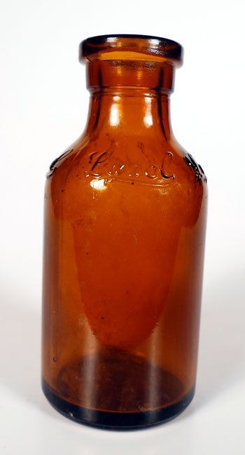 VINTAGE AMBER LYSOL BOTTLE HOUSEHOLD CLEANING DRUG STORE