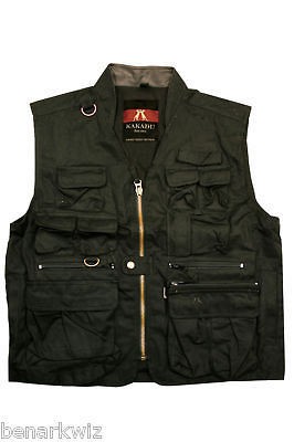 Kakadu Traveller Mens Vest Oilskin Canvas Black camping hiking fishing 