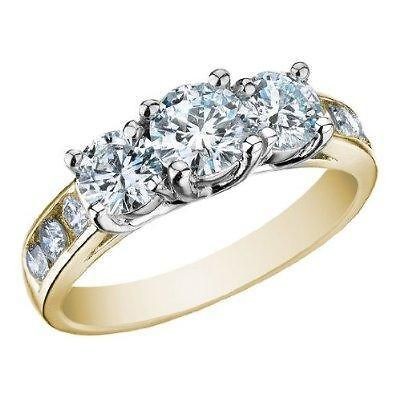 Huge SI1/G 1.70Ct Round Diamond Jewelry 14Kt Gold 3 Stone Anniversary 