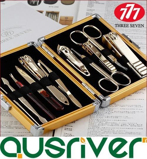 777 DS 16000SG 11 Pieces Nail Clippers Golden Manicure kits Pedicure 