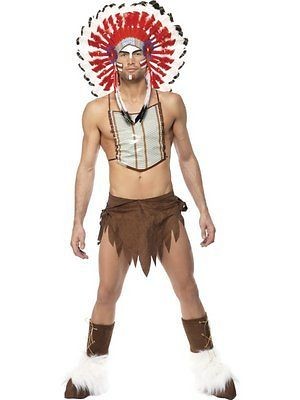 MENS VILLAGE PEOPLE INDIAN FANCY DRESS COSTUME ONE SIZE