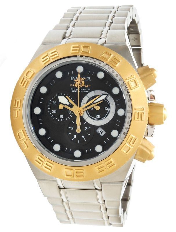 Invicta Mens Subaqua Sport Gold Tone Swiss Chronograph Stainless Steel 