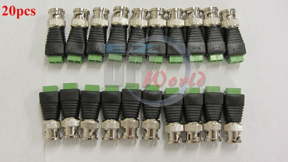 Lot 20 pcs Coax CAT5 To Camera CCTV BNC Video Balun Connector