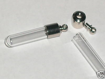 refillable Glass bottles vials charm w/ SCREW CAP