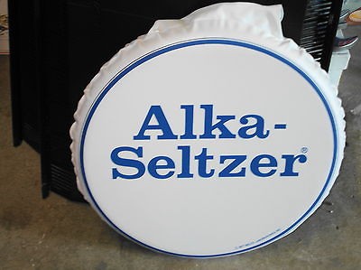 VINTAGE ALKA SELTZER BRANDED VINYL CUSHION 1977