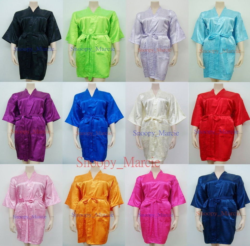 New Japanese Ladies Women Silk Short Kimono Gown Robes Pyjama Size M L 