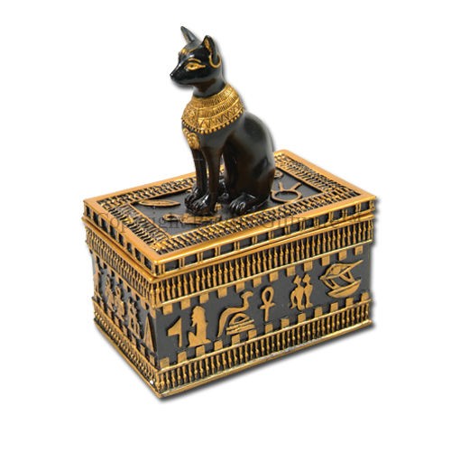 SMALL EGYPT EGYPTIAN BASTET TRINKET JEWELRY BOX FIGURINE DEITY