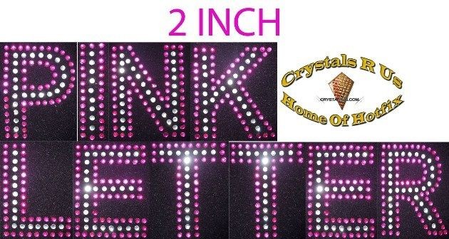 INCH LETTER PINK IRON ON RHINESTONE DIY CRAFT CUSTOMIZE TSHIRT 