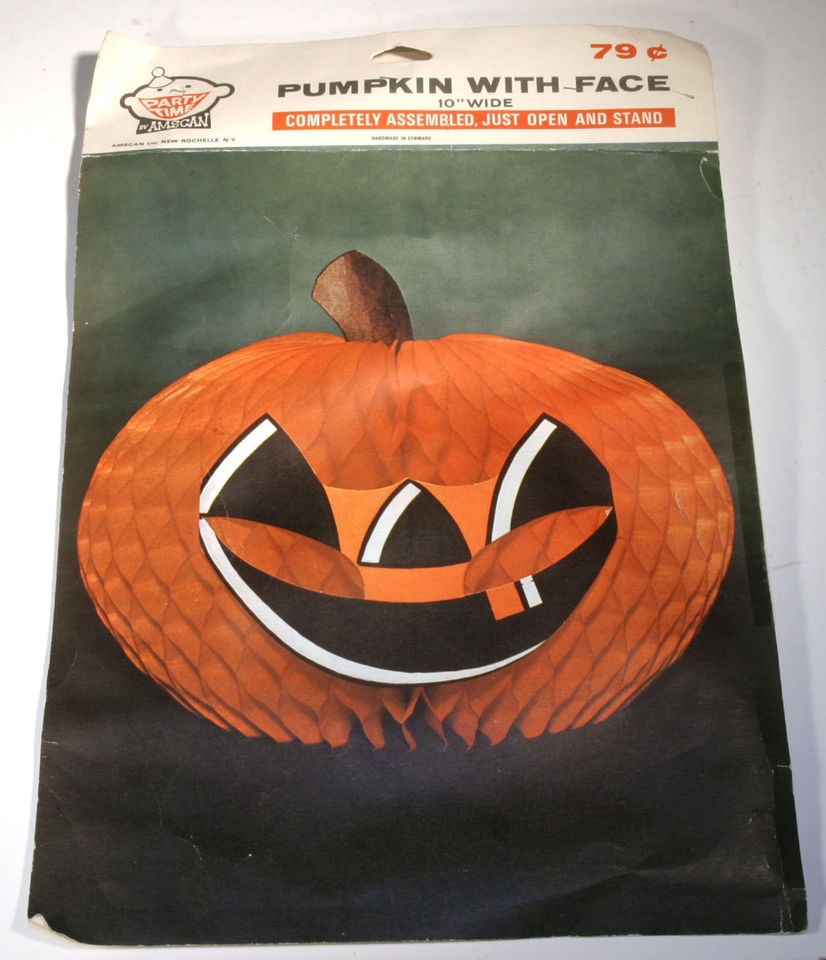 VTG HALLOWEEN CREPE PAPER PUMPKIN JOL JACK O LANTERN AMSCAN