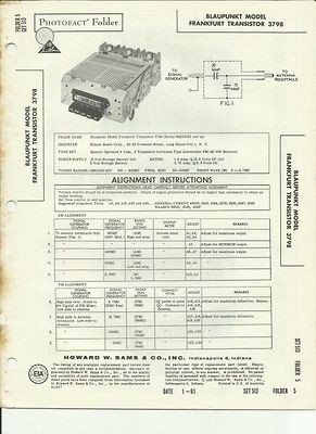 BLAUPUNKT FRANKFURT 3798 RADIO AUTOMOTIVE PHOTOFACT,1961,BOSCH, CAR 