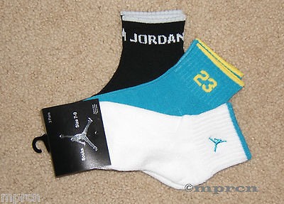 NWT BOYS SOCKS SIZE 6 7 NIKE JORDAN JUMPMAN 3 PK Shoe 13C 3Y White 