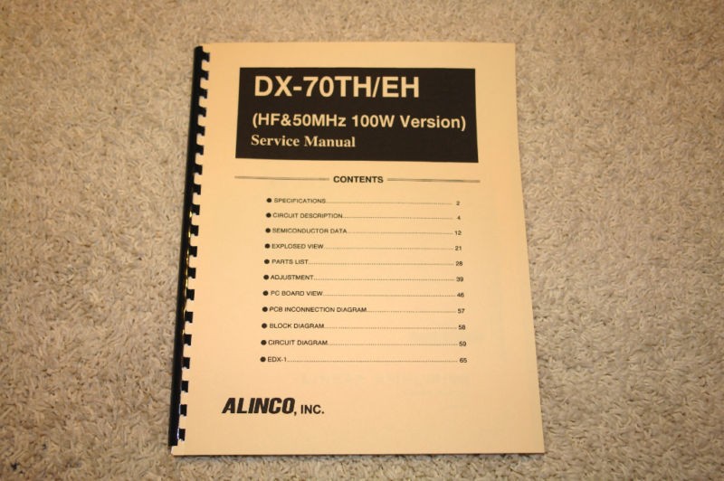 Alinco DX 70TH HF Xcvr SERVICE Manual   Ring Bound