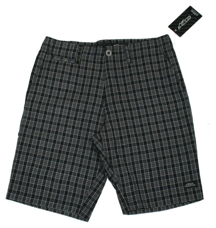 NEW Mens Alpinestars FAST PLANT Walkshorts Shorts Black Plaid 32 Moto