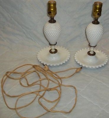 Vintage Lot of 2 Underwriters Laboratories Inc. Hobnail Milk Glass 