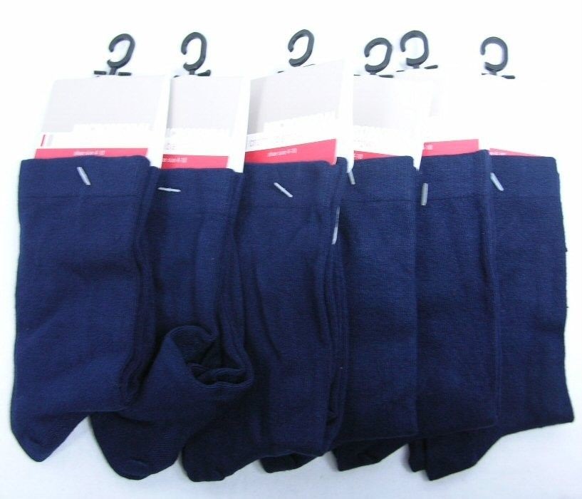 LOT OF 6 PAIR KOHLS CROFT & BARROW MICROMODAL SOCKS SOLID NAVY CREW 