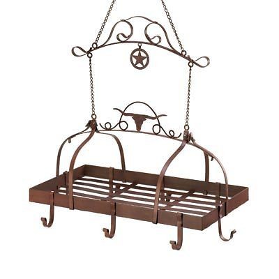 Country Kitchen Decor Country Cow Iron Kitchen Rack Pan & Utensil 