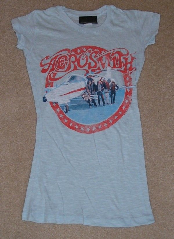 AEROSMITH Blue Aeroplane Girls Junior T tee XXL Shirt NEW