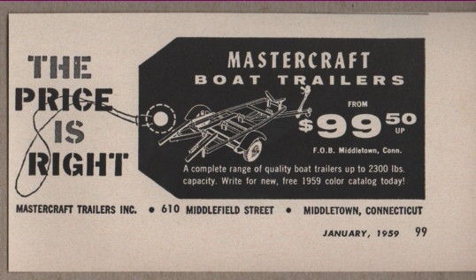 1959 Vintage Ad Mastercraft Boat Trailers Middletown,Con​necticut