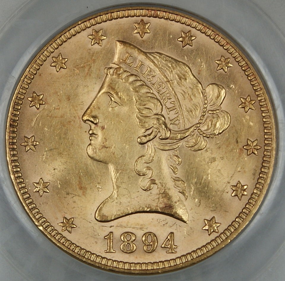 1894 $10 Liberty Gold Coin, PCGS Genuine (Choice BU)