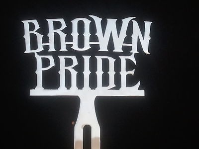 BROWN PRIDE LICENSE PLATE TOPPER HARLEY DAVIDSON BOMBS