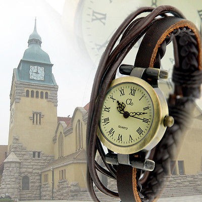 2012 Fashion Leather Retro Bracelet Weave Wrap Around Lady Woman Wrist 