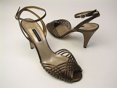 CAPARROS Zelda Womens Bronze Strappy Sling Back Sandal Pump US Size 