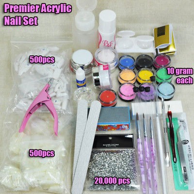 PREMIER ACRYLIC NAIL ART SET FULL POWDER LIQUID TIP 999