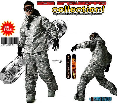 men SKI SNOWBOARD pants camouflage waterproof insulate winter snow 