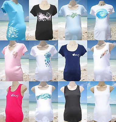 Mermaid Mama Maternity Tees Tanks Beach Surf Hawaii Coral Fish 