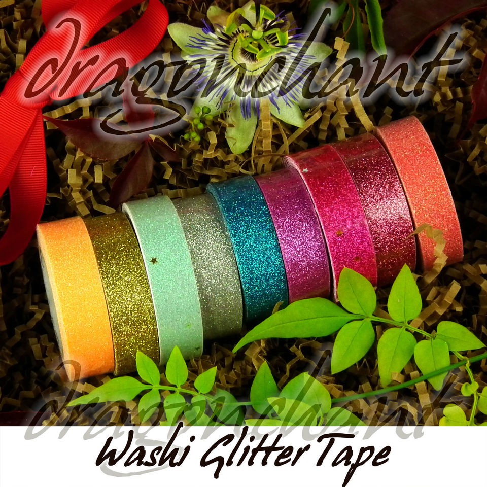 FABRIC GLITTER WASHI TAPE STICKY ADHESIVE DECORATIVE RIBBON TRIM CRAFT 