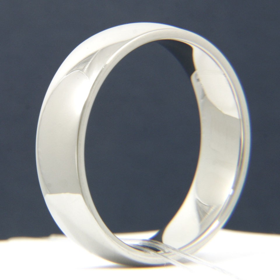   Mens Stainless Steel White Gold Plated Wedding Anniversary Band Ring