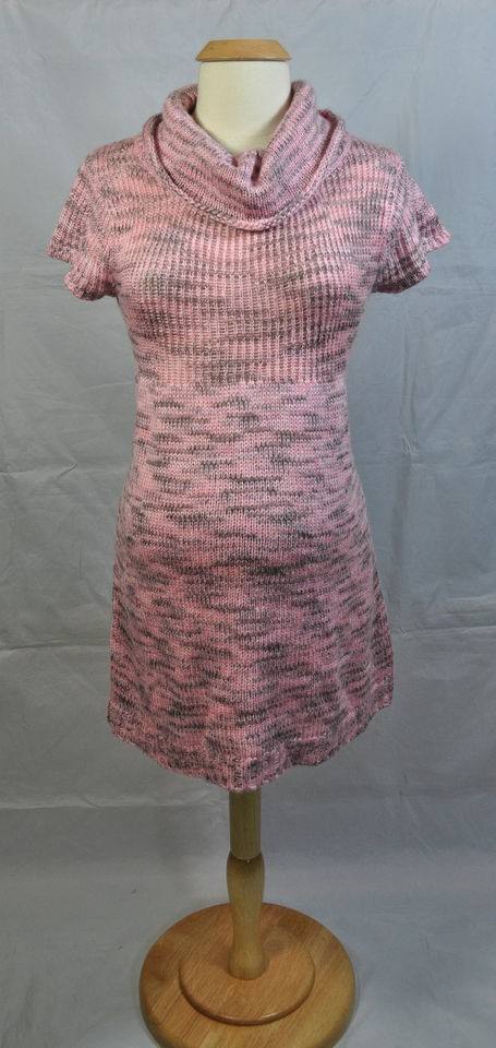 NEW Maternity Soft Pink & Black Career Casual Cowl Neck Sweater Dress 