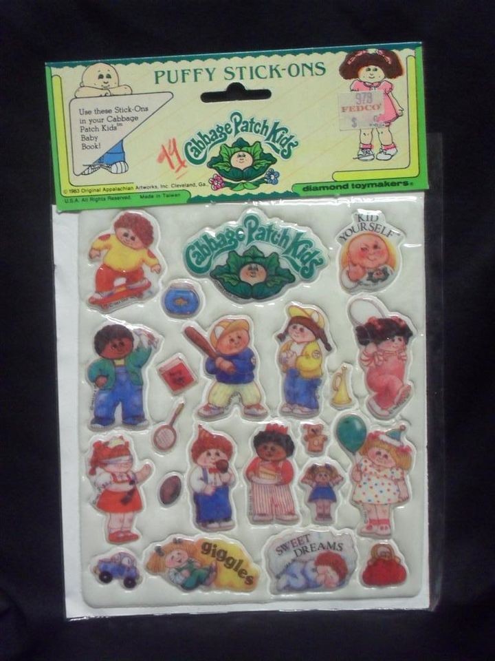 VINTAGE CABBAGE PATCH PUFFY STICKERS  STYLE 2  BIRTHDAY PARTY   KIDS 