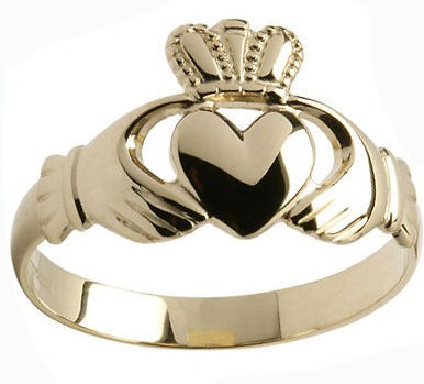 10K Gold Mens Heavy The Claddagh Ring of Ireland Irish Made celtic sz 