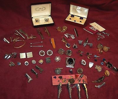 72pc LOT MENS CUFFLINKS TIE PINS HICKOK NRA SWANK APOLLO 11 ANSON GF 