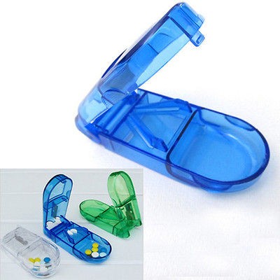 Pill Tablet Cutter Splitter Divide Storage Medicine Dose Compartment 