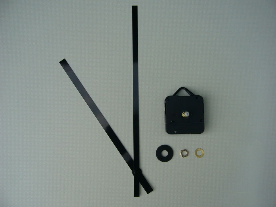 HIGH TORQUE CLOCK MOVEMENT LONG SPINDLE 250MM BLACK METAL BATON HANDS