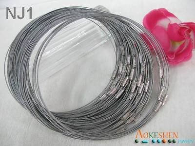 10 Silver Stainless Steel Memory Wire Cord Choker Cable 18 Necklace 